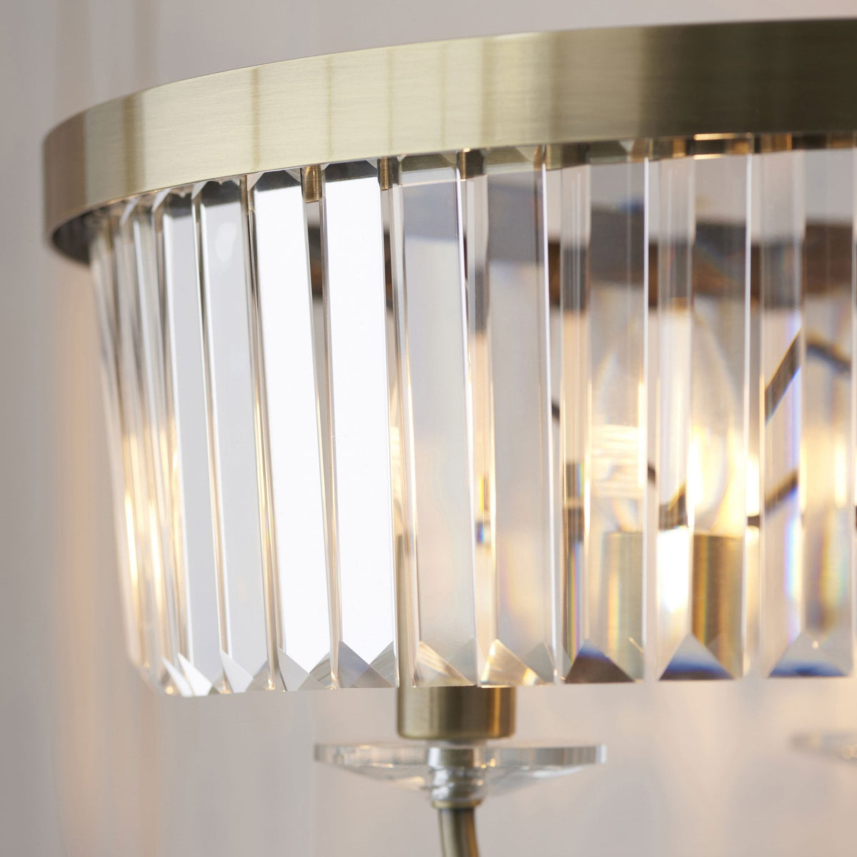 Yetminster 3 Light Floor Lamp in Antique Brass & Clear Cut Glass