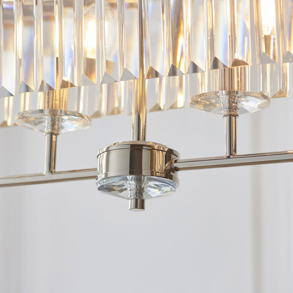 Yetminster 4 Light Linear Pendant in Nickel & Clear Cut Glass