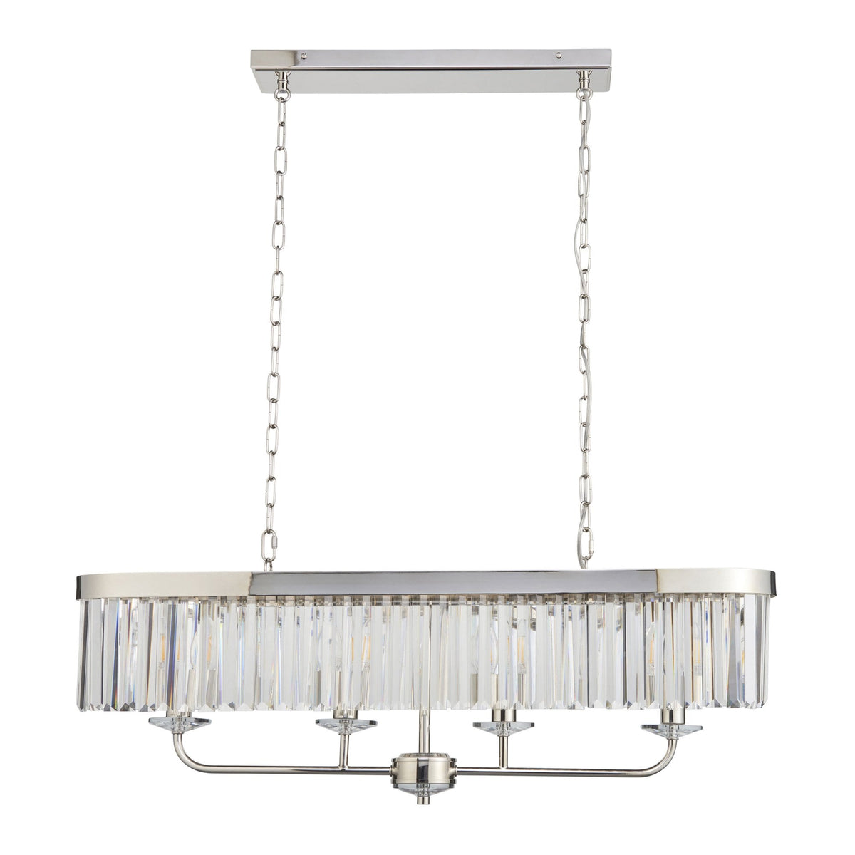 Yetminster 4 Light Linear Pendant in Nickel & Clear Cut Glass