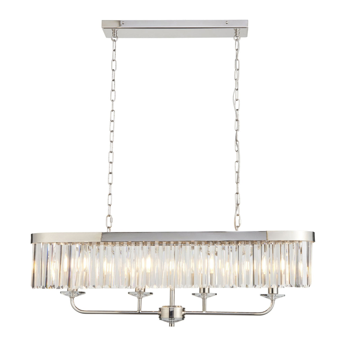 Yetminster 4 Light Linear Pendant in Nickel & Clear Cut Glass