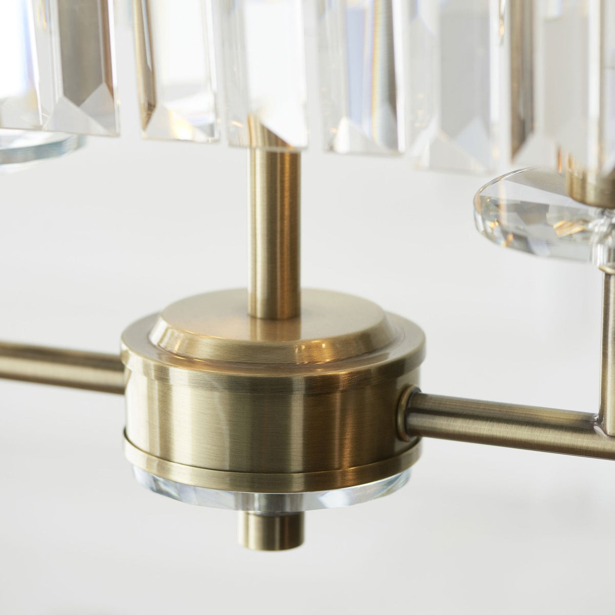 Yetminster 4 Light Linear Pendant in Antique Brass & Clear Cut Glass