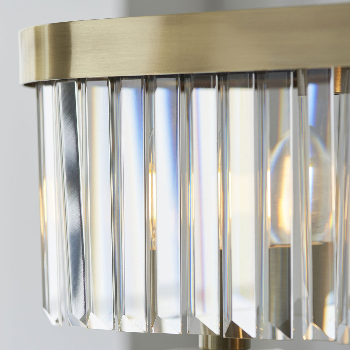 Yetminster 4 Light Linear Pendant in Antique Brass & Clear Cut Glass