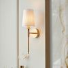 Warmwell Wall Light in Vintage Brass & White Shade