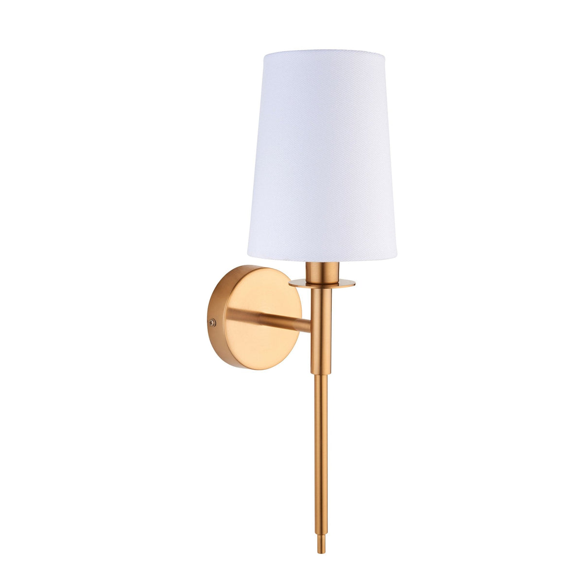 Warmwell Wall Light in Vintage Brass & White Shade
