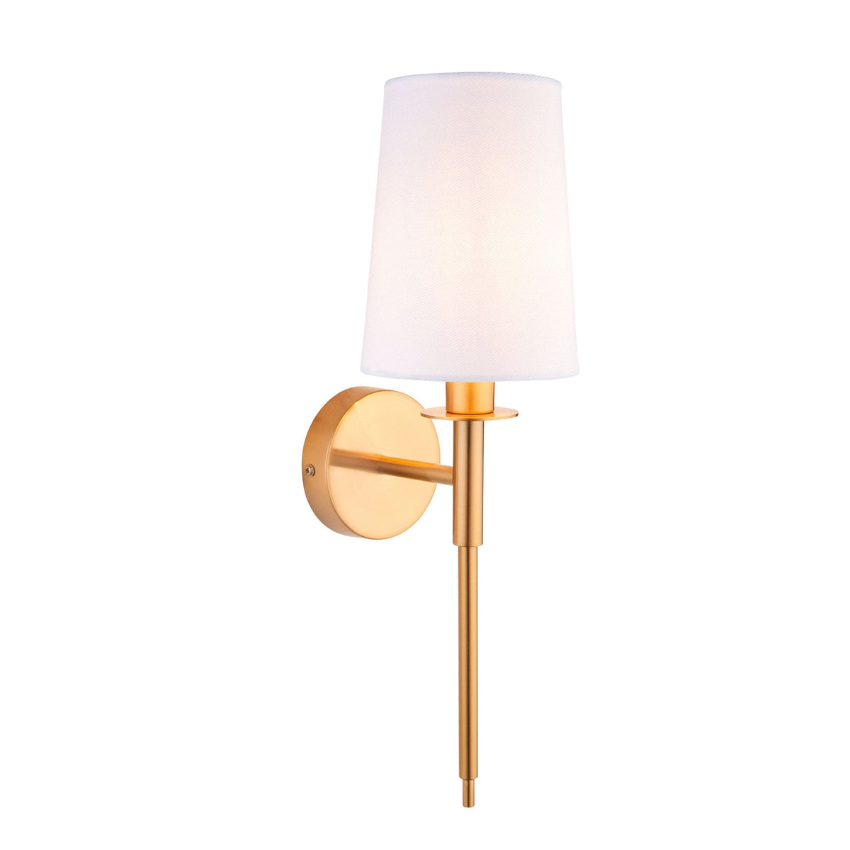 Warmwell Wall Light in Vintage Brass & White Shade