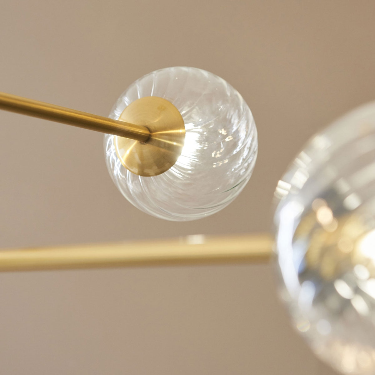 Selston Six Light Tiered Pendant in Brushed Aged Brass with Clear Twisted Pattern Glass