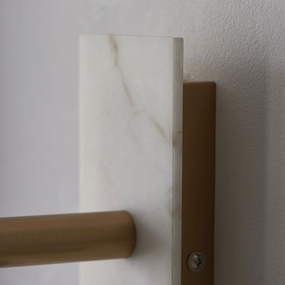 Meden Wall Light in Vintage Brass & White Marble with Tapered Fabric Shade