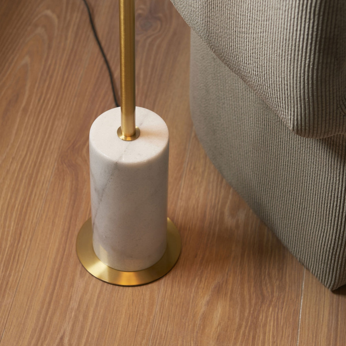 Hockerton Floor Lamp in Brushed Aged Brass & Solid White Marble Base