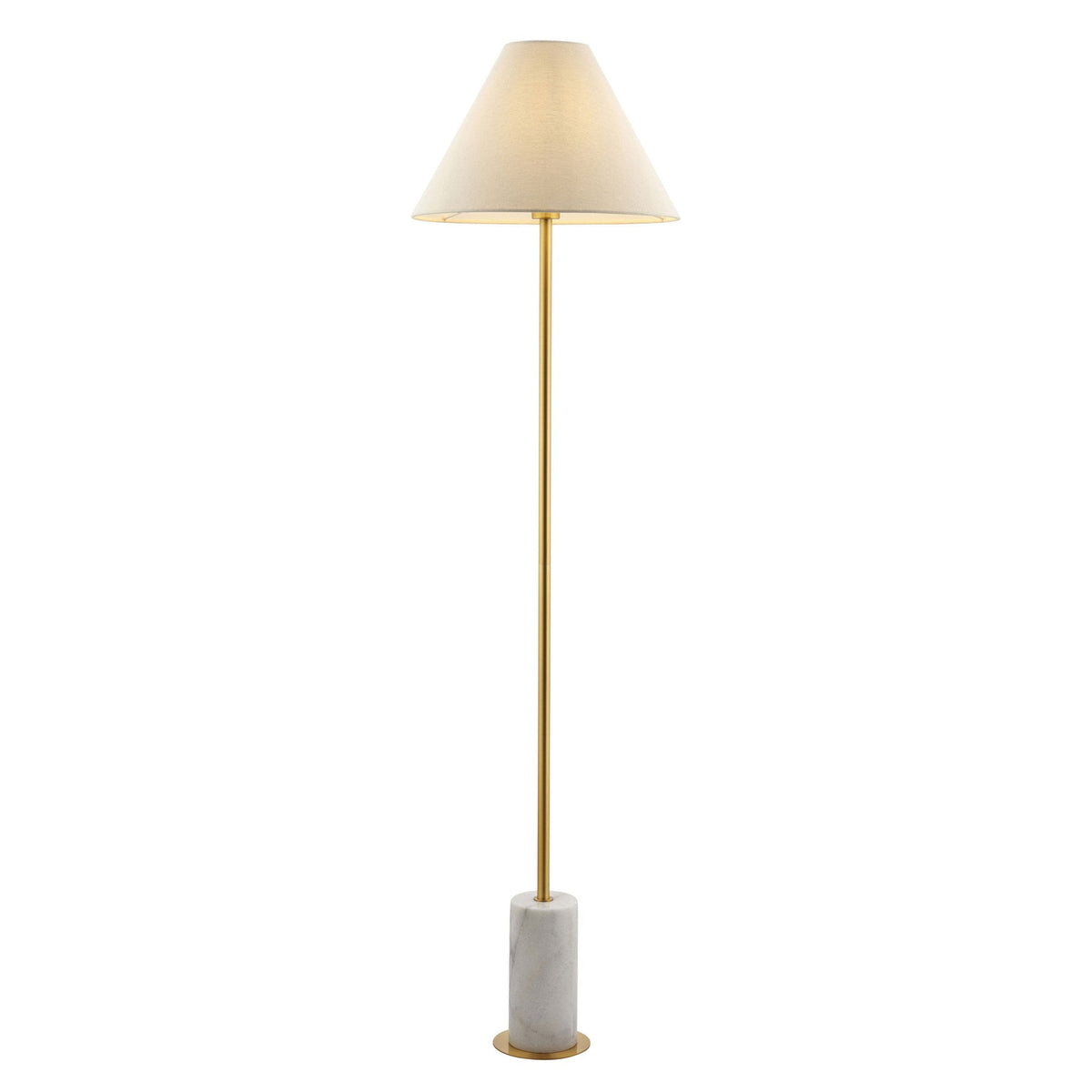 Maplebeck Floor Lamp in Brushed Aged Brass & Solid White Marble Base