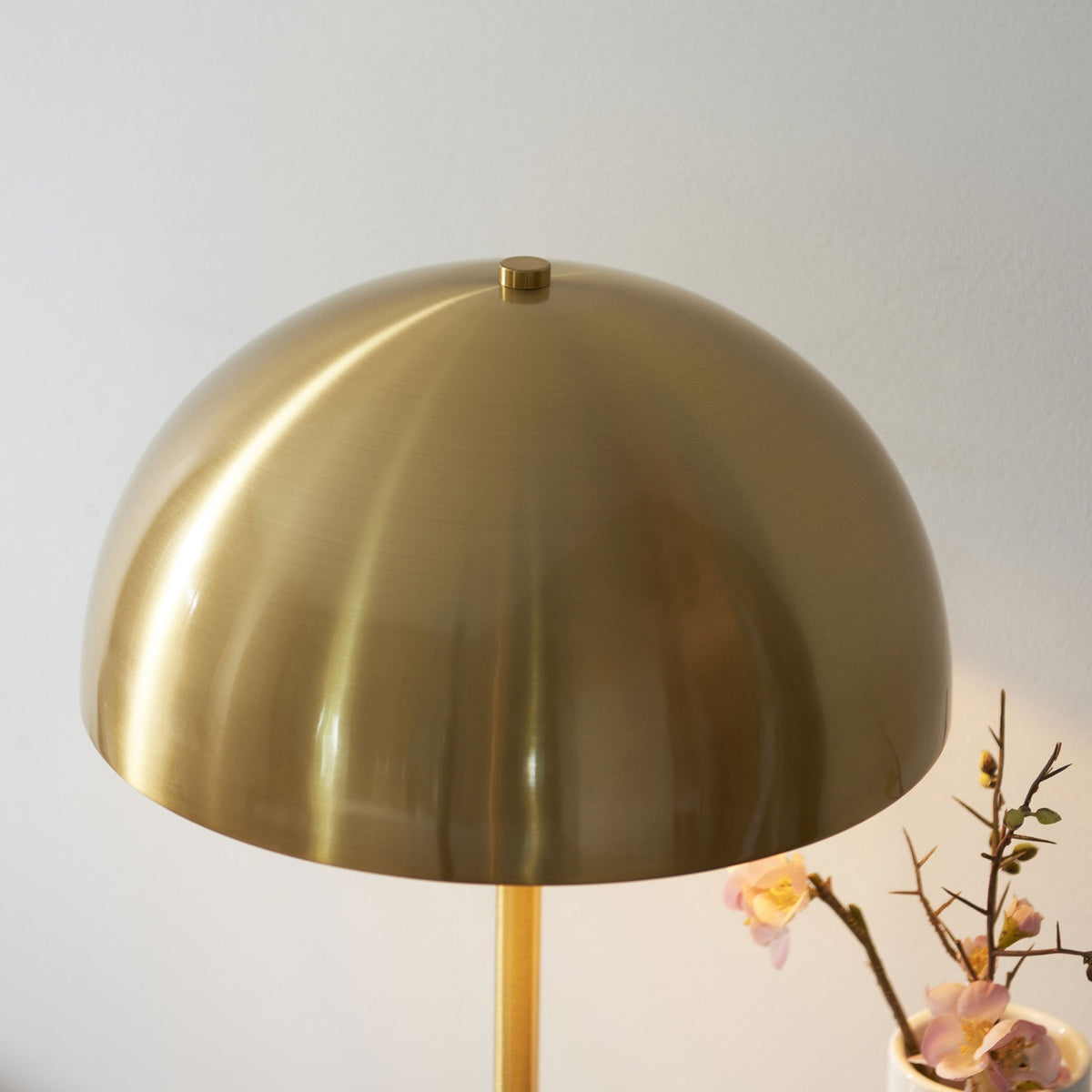 Hockerton Table Lamp in Brushed Aged Brass & Solid White Marble Base