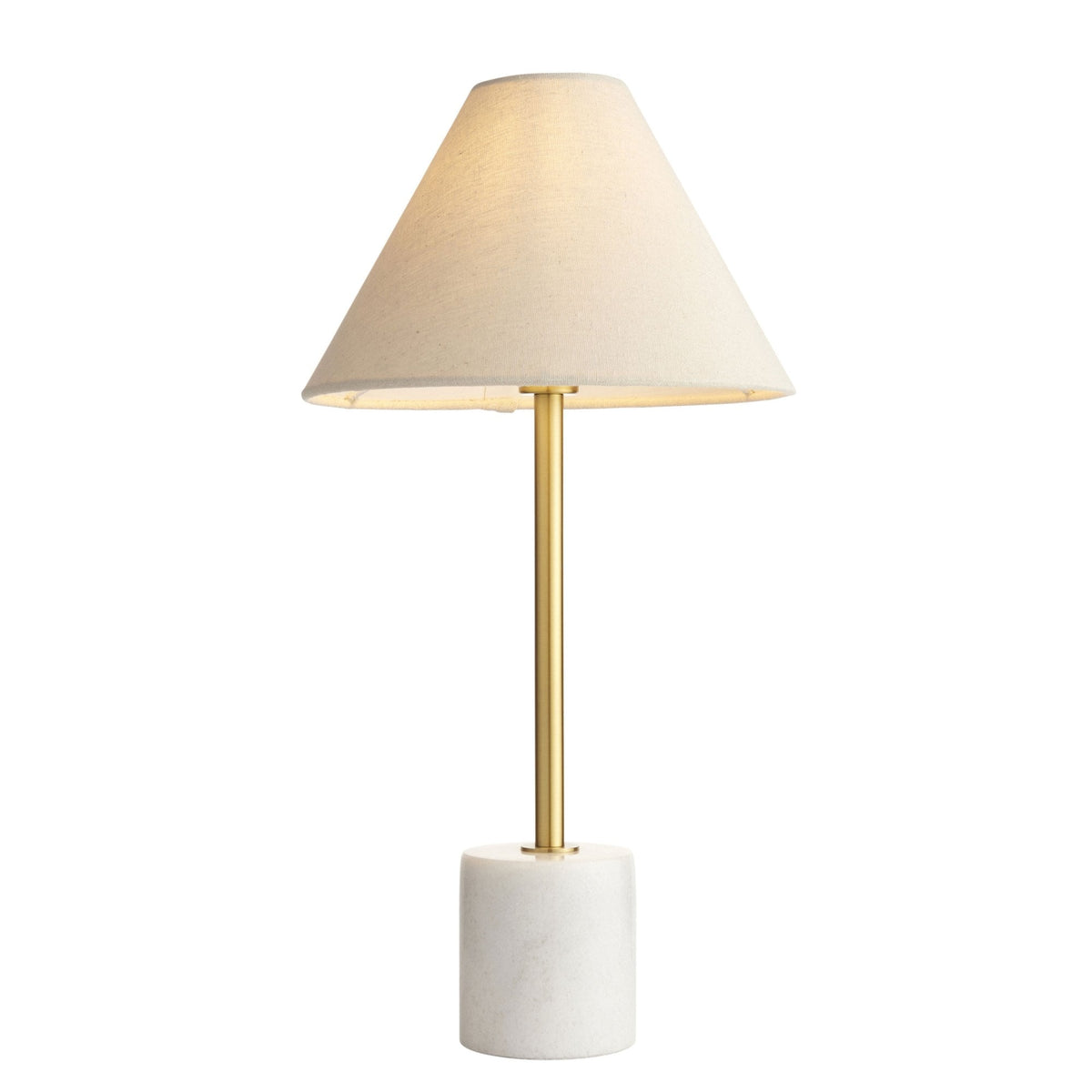 Maplebeck Table Lamp in Brushed Aged Brass & Solid White Marble Base