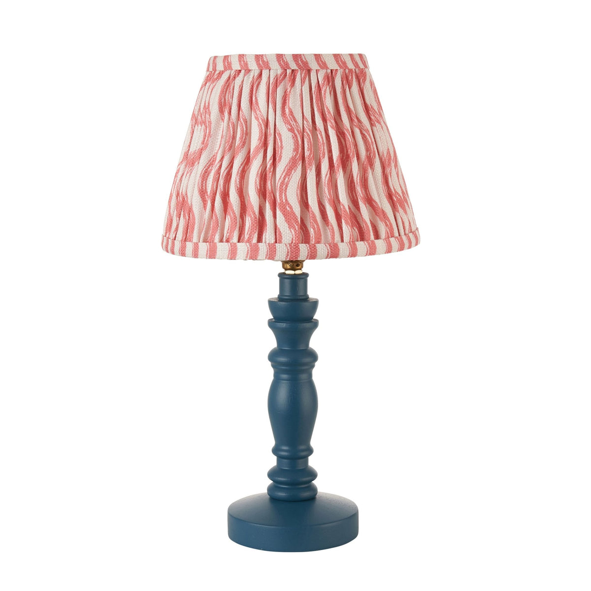 Bibury Table Lamp in Marlin Blue with Ripple 20cm Coral Pink Shade