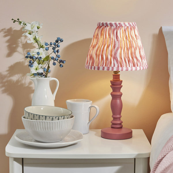 Bibury Table Lamp in Pink Clay with Ripple 20cm Coral Pink Shade