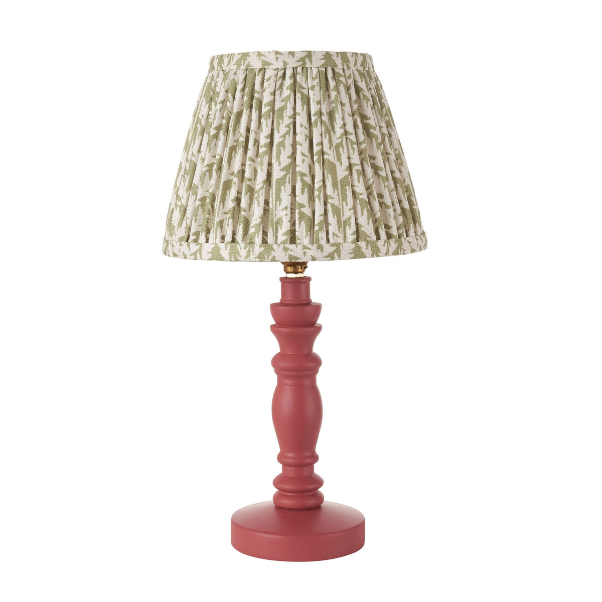 Bibury Table Lamp in Pink Clay with Leaf 20cm Herb Garden Green Shade