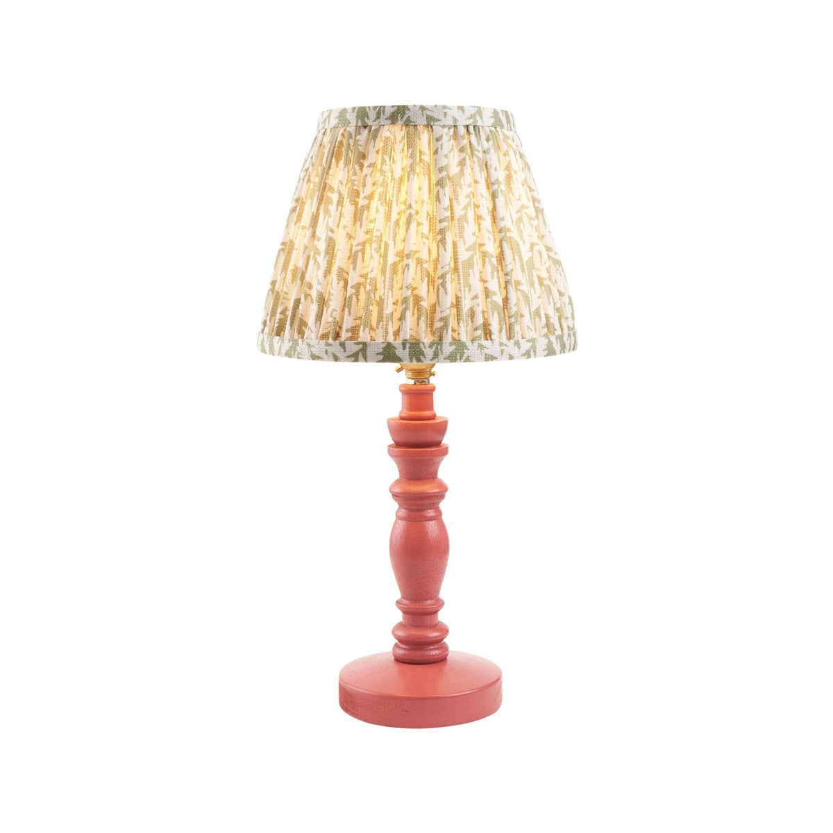 Bibury Table Lamp in Pink Clay with Leaf 20cm Herb Garden Green Shade