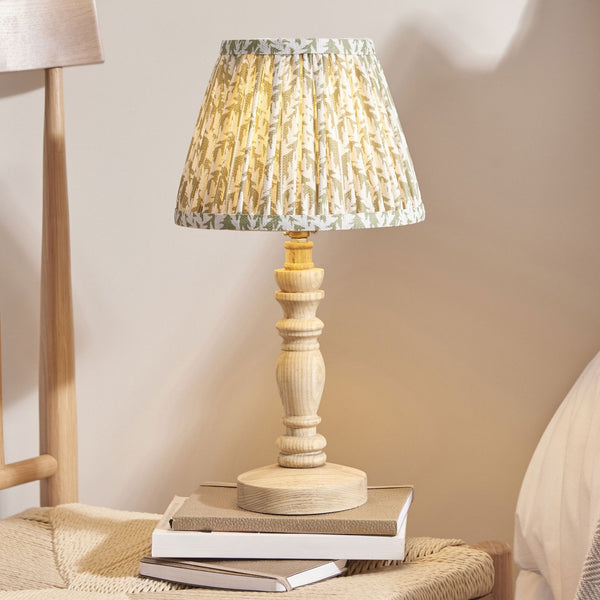 Bibury Table Lamp in Natural Ash with Leaf 20cm Herb Garden Green Shade