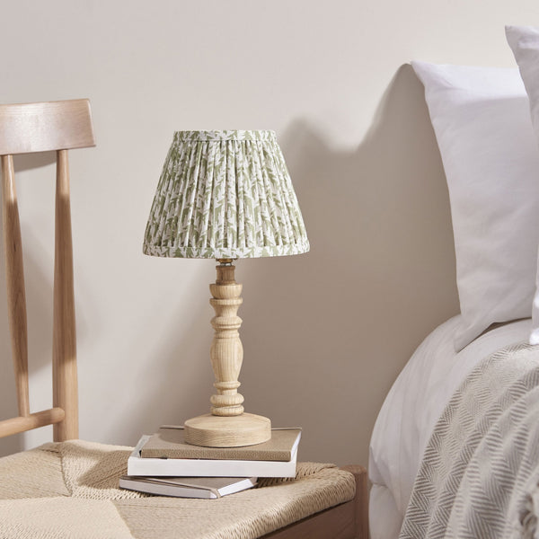 Bibury Table Lamp in Natural Ash with Leaf 20cm Herb Garden Green Shade