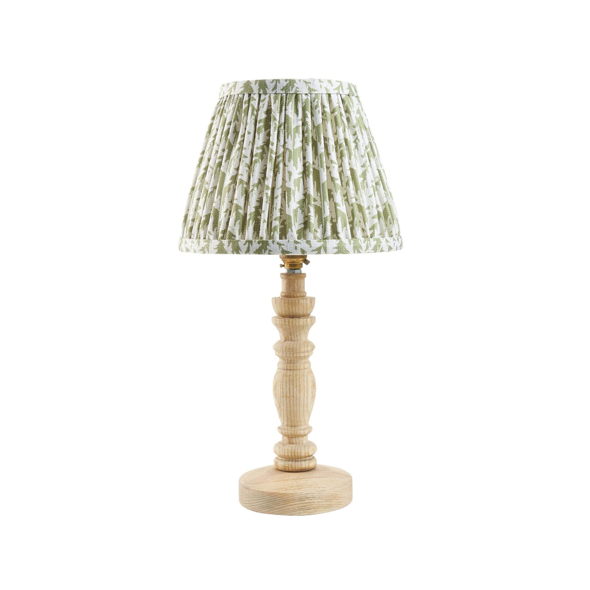 Bibury Table Lamp in Natural Ash with Leaf 20cm Herb Garden Green Shade