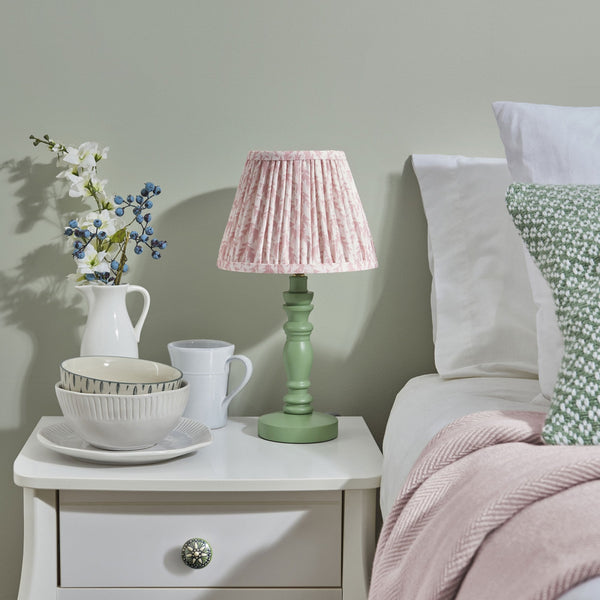 Bibury Table Lamp in Cotswold Green with Leaf 20cm Peachy Keen Shade