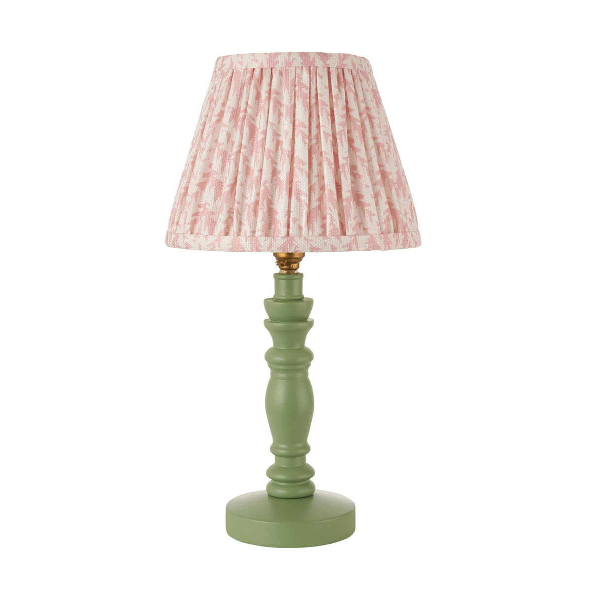 Bibury Table Lamp in Cotswold Green with Leaf 20cm Peachy Keen Shade