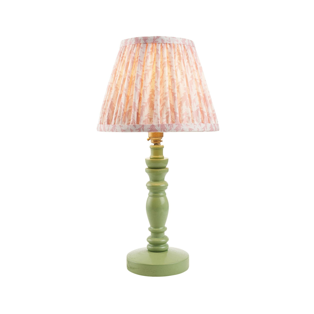 Bibury Table Lamp in Cotswold Green with Leaf 20cm Peachy Keen Shade