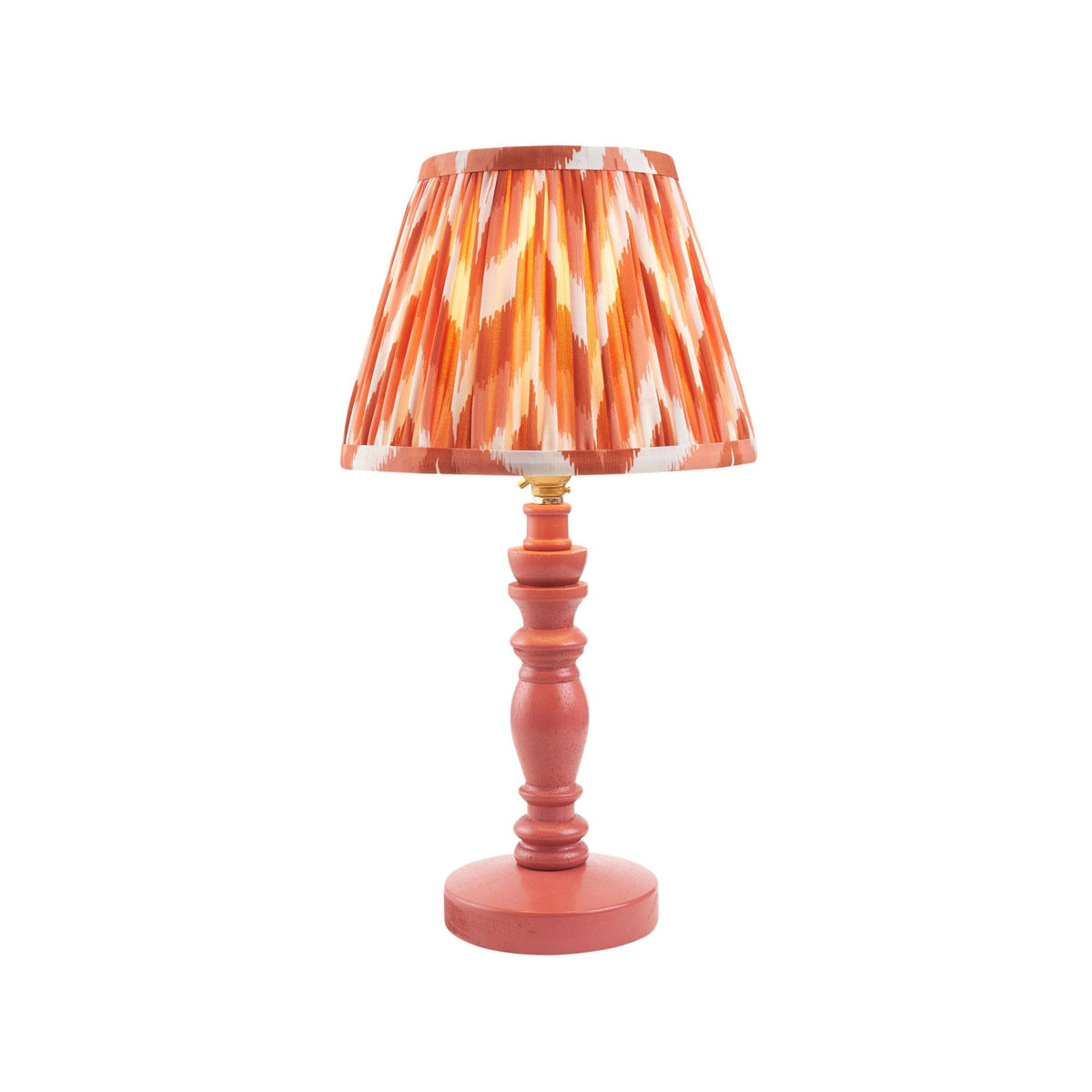Bibury Table Lamp in Pink Clay with Zigzag 20cm Apricot Orange Shade