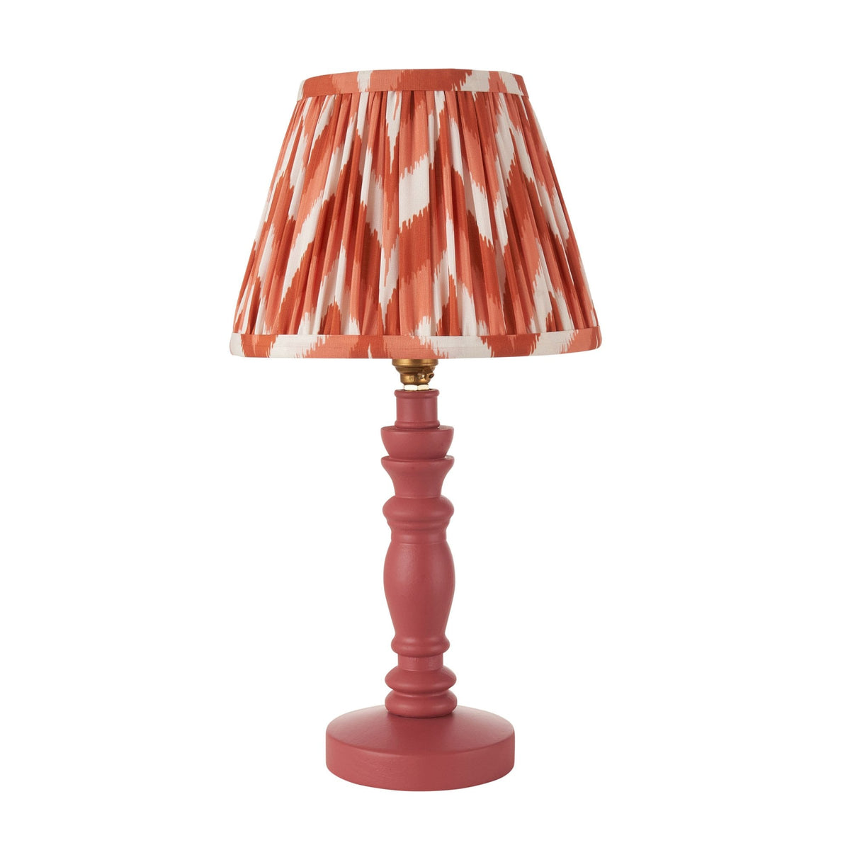 Bibury Table Lamp in Pink Clay with Zigzag 20cm Apricot Orange Shade