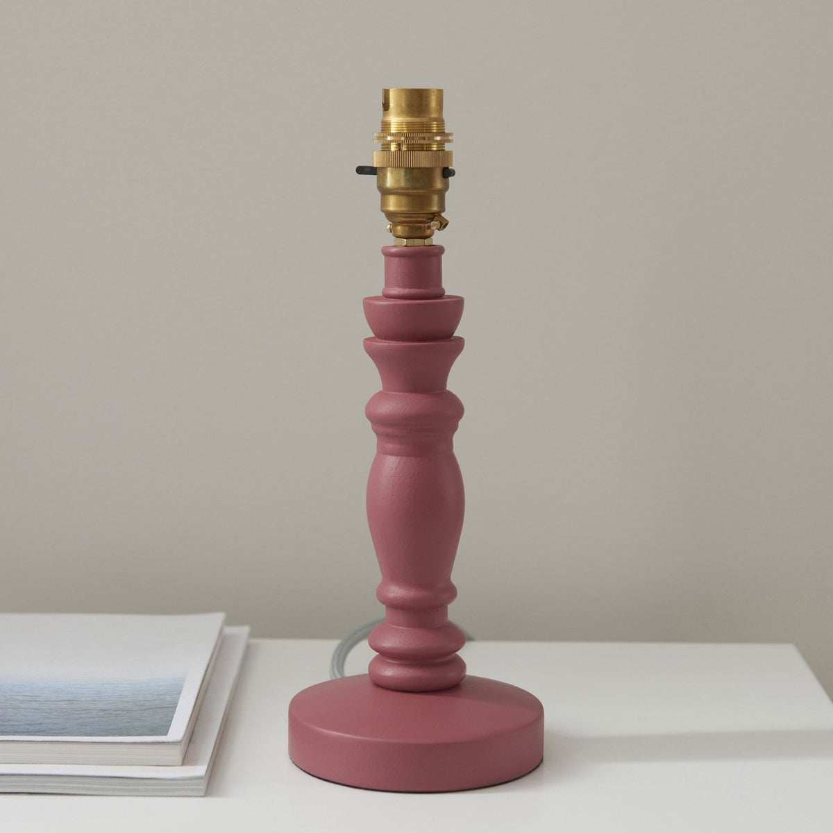 Bibury Table Lamp in Pink Clay with Zigzag 20cm Apricot Orange Shade