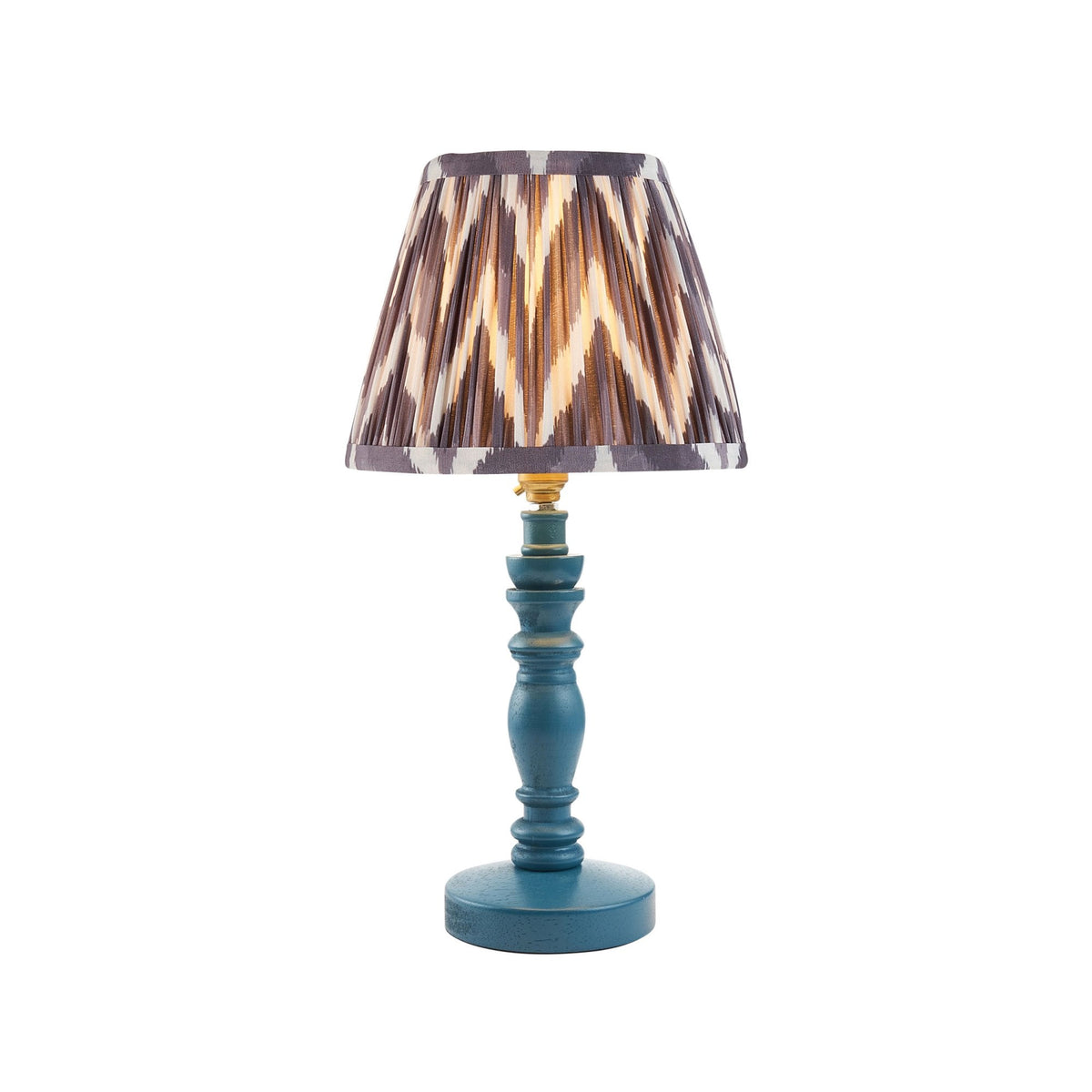 Bibury Table Lamp in Marlin Blue with Zigzag 20cm Pearl Grey Shade