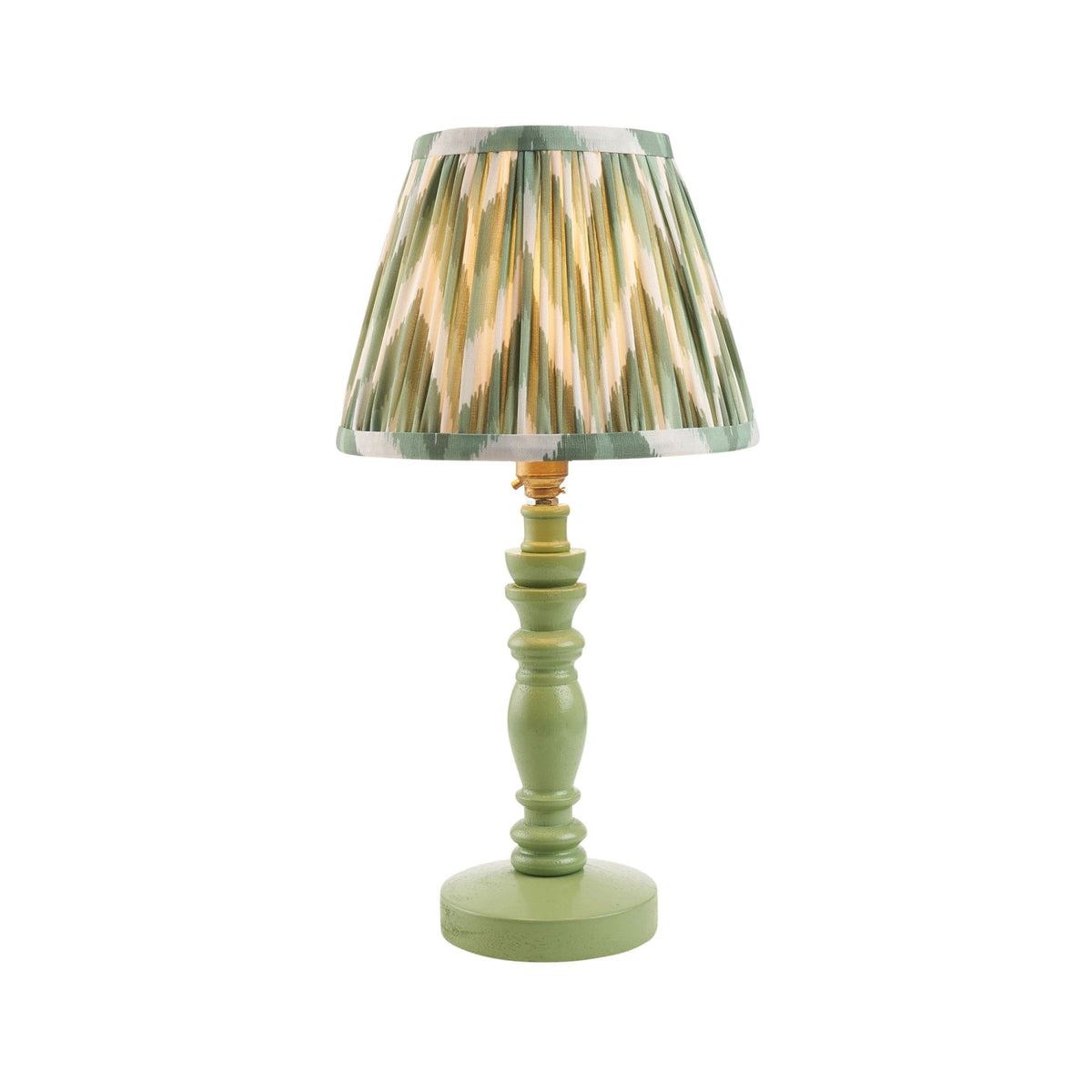 Bibury Table Lamp in Cotswold Green with Zigzag 20cm Cotswold Green Shade