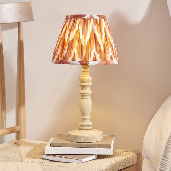 Bibury Table Lamp in Natural Ash with Zigzag 20cm Apricot Orange Shade