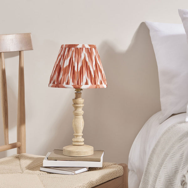 Bibury Table Lamp in Natural Ash with Zigzag 20cm Apricot Orange Shade