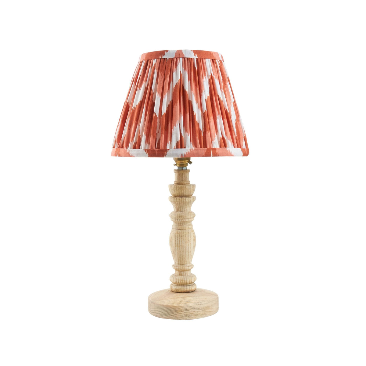 Bibury Table Lamp in Natural Ash with Zigzag 20cm Apricot Orange Shade