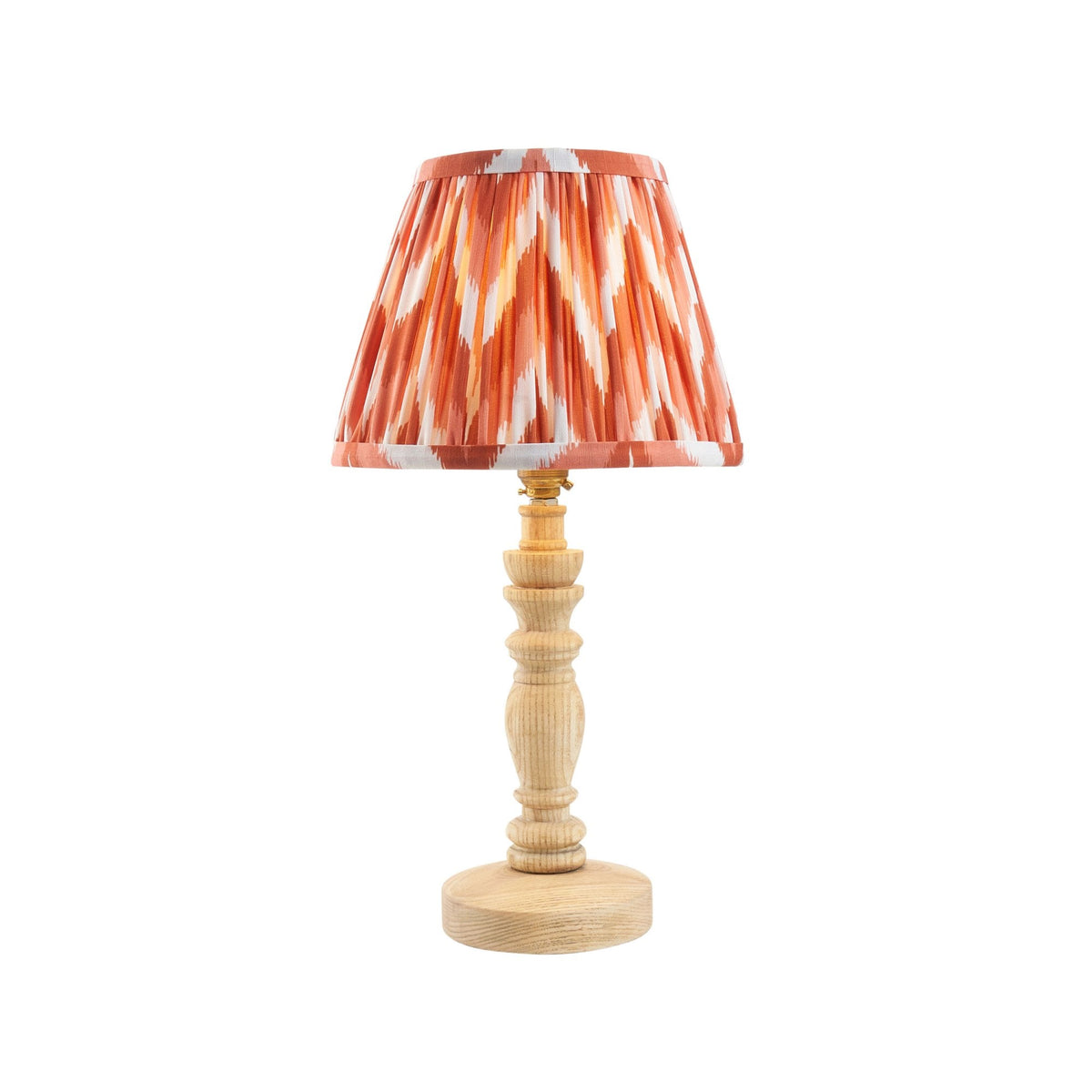 Bibury Table Lamp in Natural Ash with Zigzag 20cm Apricot Orange Shade