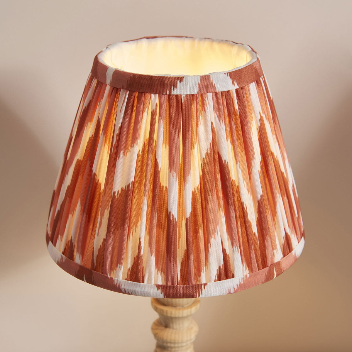Bibury Table Lamp in Natural Ash with Zigzag 20cm Apricot Orange Shade