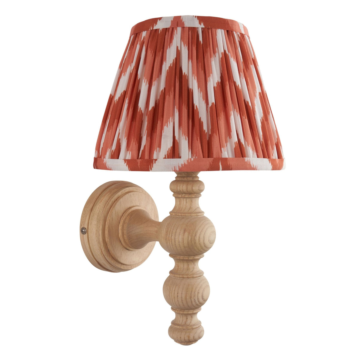 Bibury Wall Light in Natural Ash with Zigzag 20cm Apricot Orange Shade