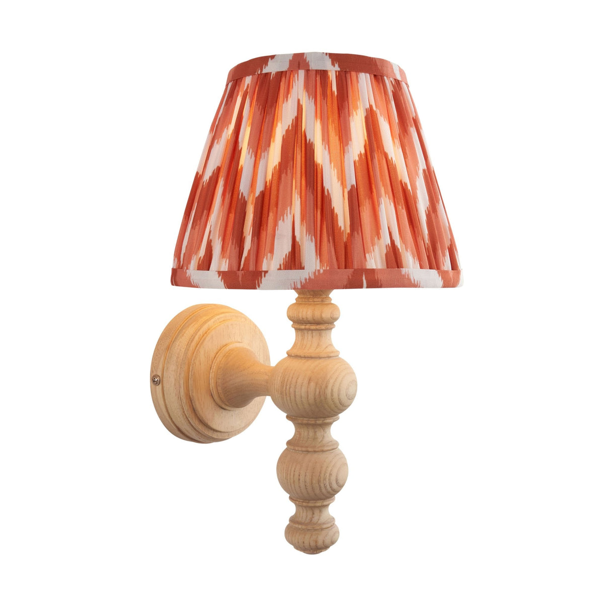 Bibury Wall Light in Natural Ash with Zigzag 20cm Apricot Orange Shade