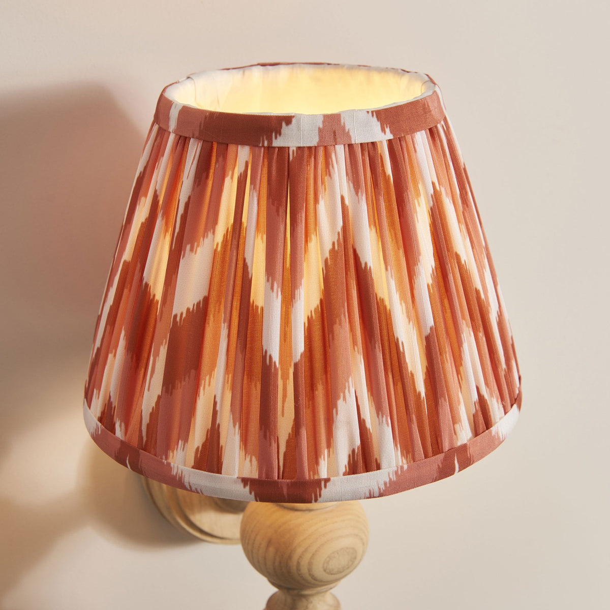 Bibury Wall Light in Natural Ash with Zigzag 20cm Apricot Orange Shade