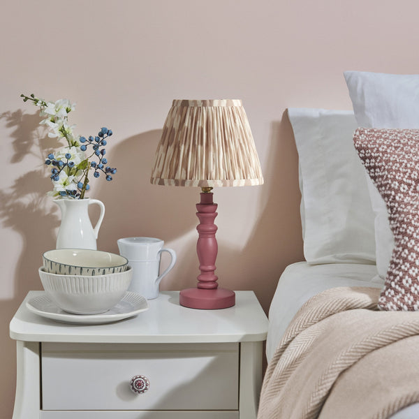 Bibury Table Lamp in Pink Clay with Ikat 20cm Neutral Shade