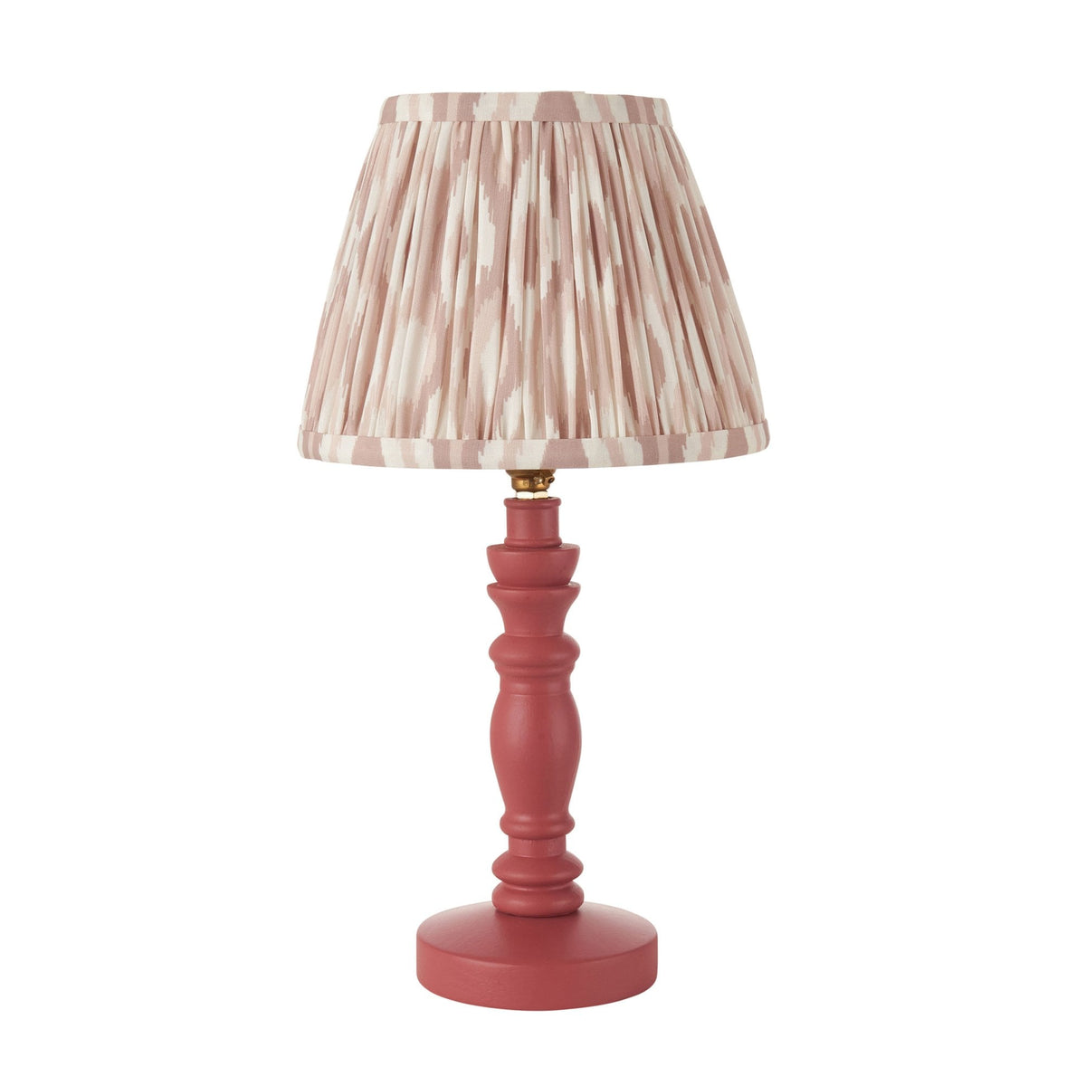 Bibury Table Lamp in Pink Clay with Ikat 20cm Neutral Shade