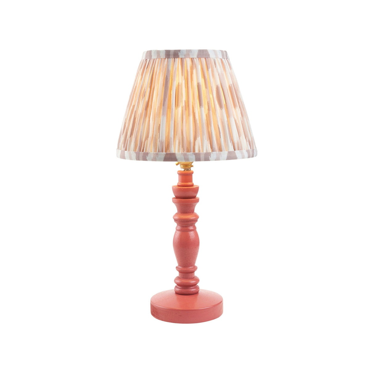Bibury Table Lamp in Pink Clay with Ikat 20cm Neutral Shade