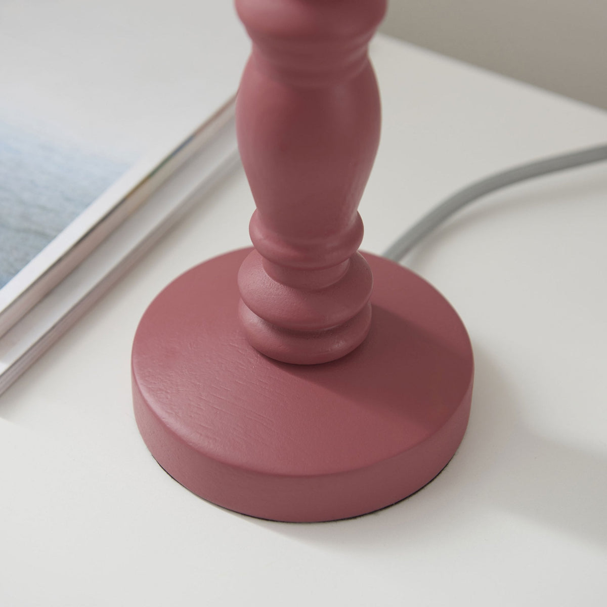Bibury Table Lamp in Pink Clay with Ikat 20cm Neutral Shade