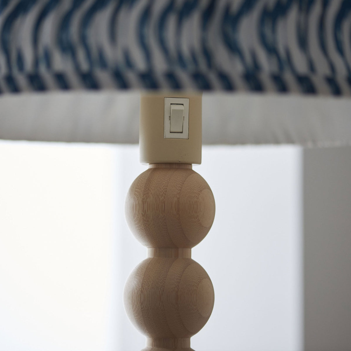 Cane Natural Bamboo Floor Lamp with Ripple 40cm Marlin Blue Shade