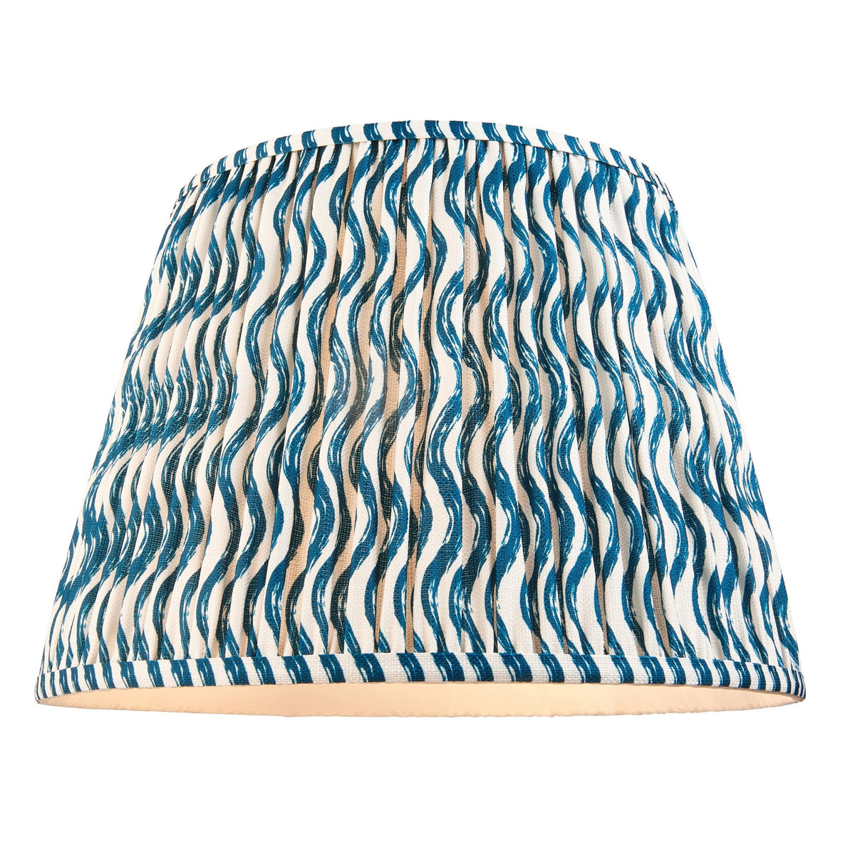 Cane Natural Bamboo Floor Lamp with Ripple 40cm Marlin Blue Shade