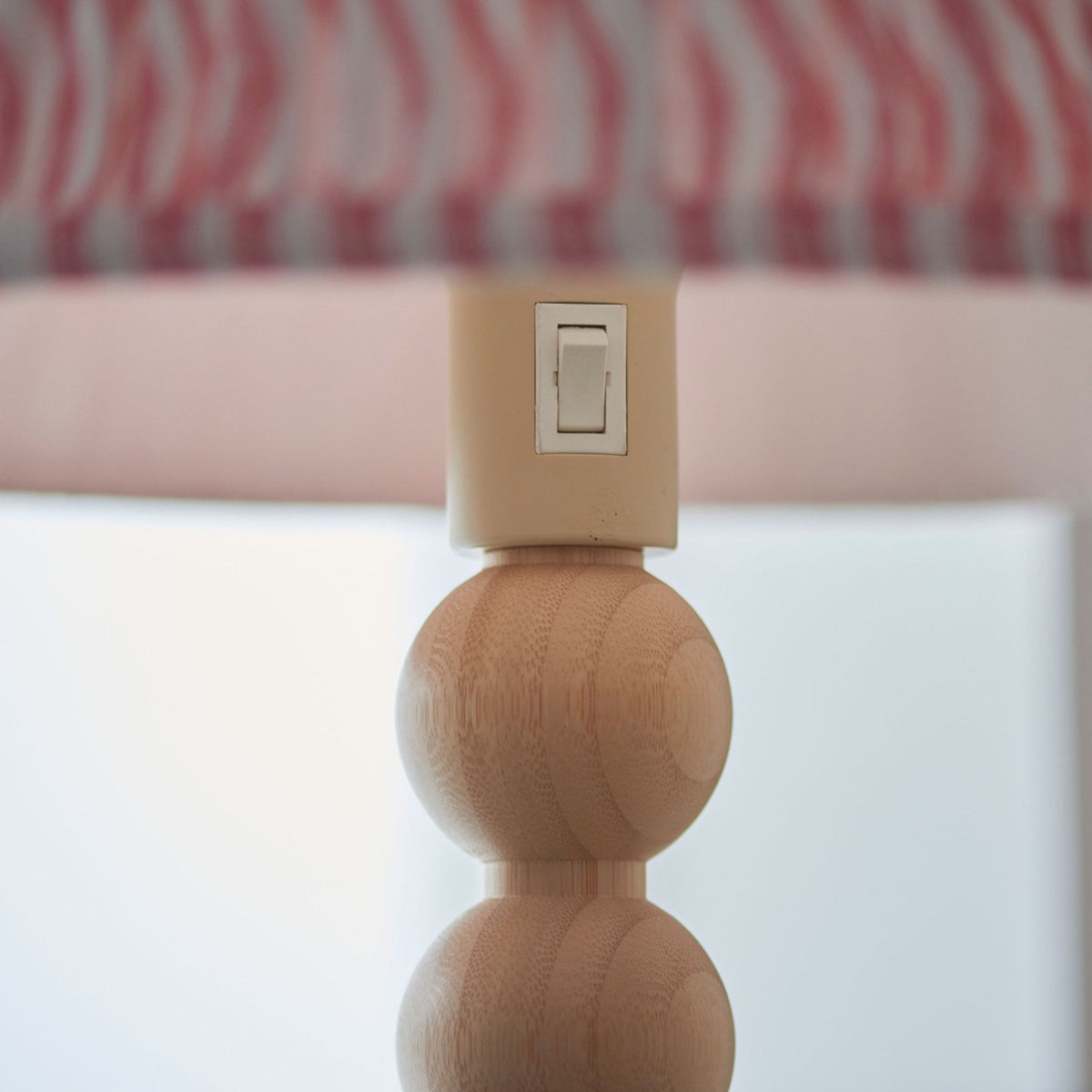 Cane Natural Bamboo Floor Lamp with Ripple 40cm Coral Pink Shade