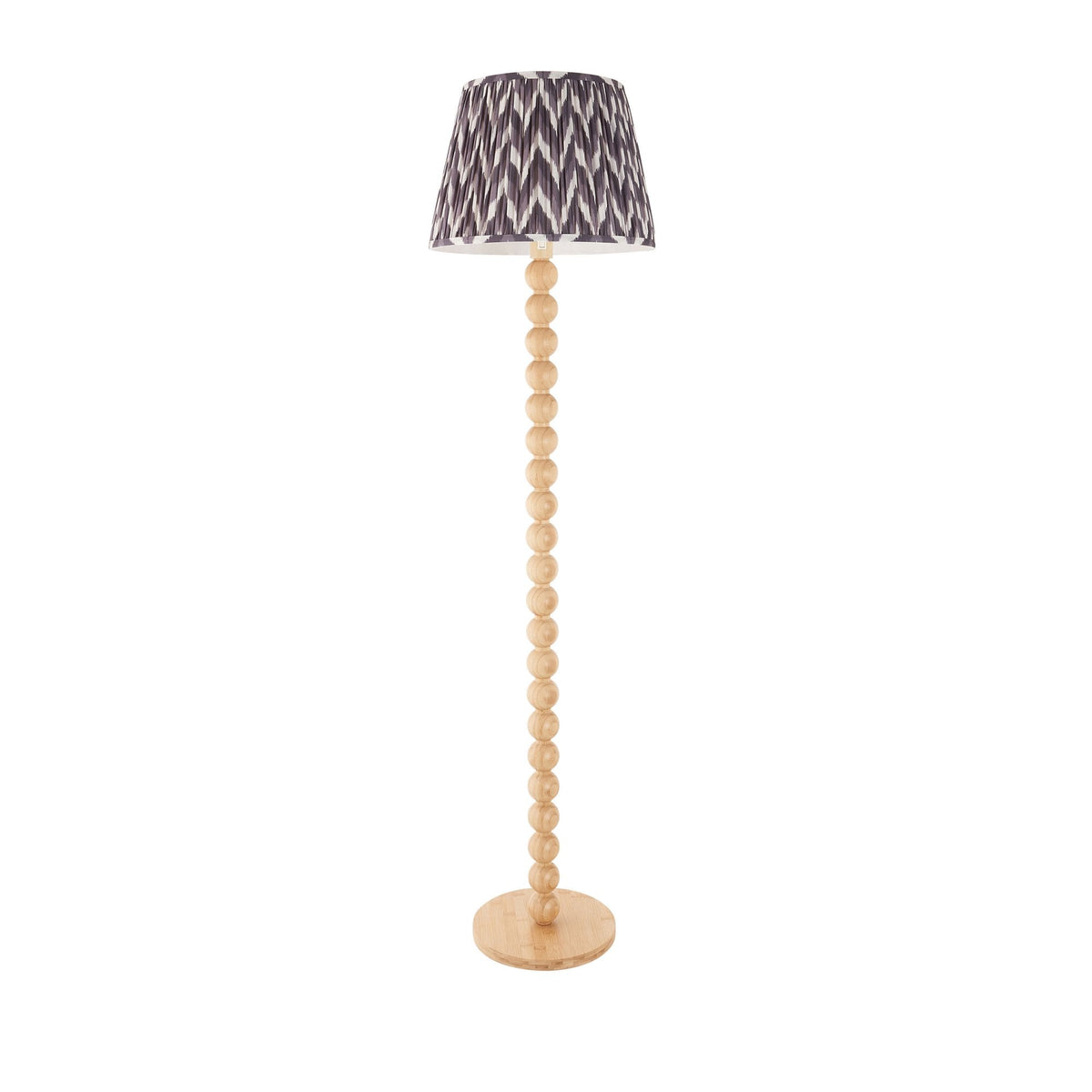 Cane Natural Bamboo Floor Lamp with Zigzag 40cm Pearl Grey Shade