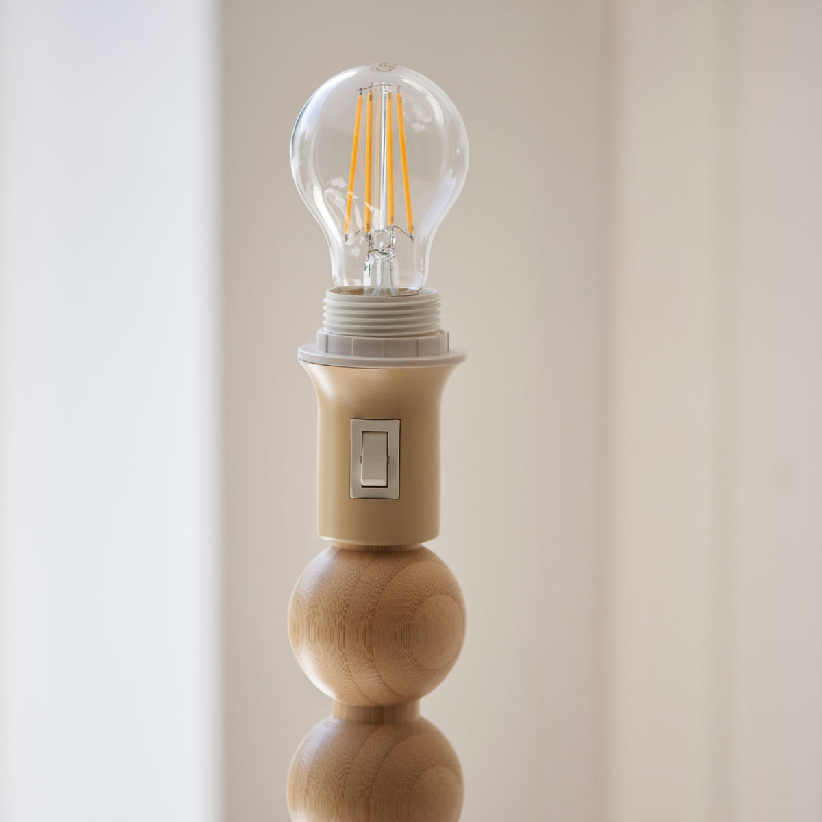 Cane Natural Bamboo Floor Lamp with Zigzag 40cm Pearl Grey Shade