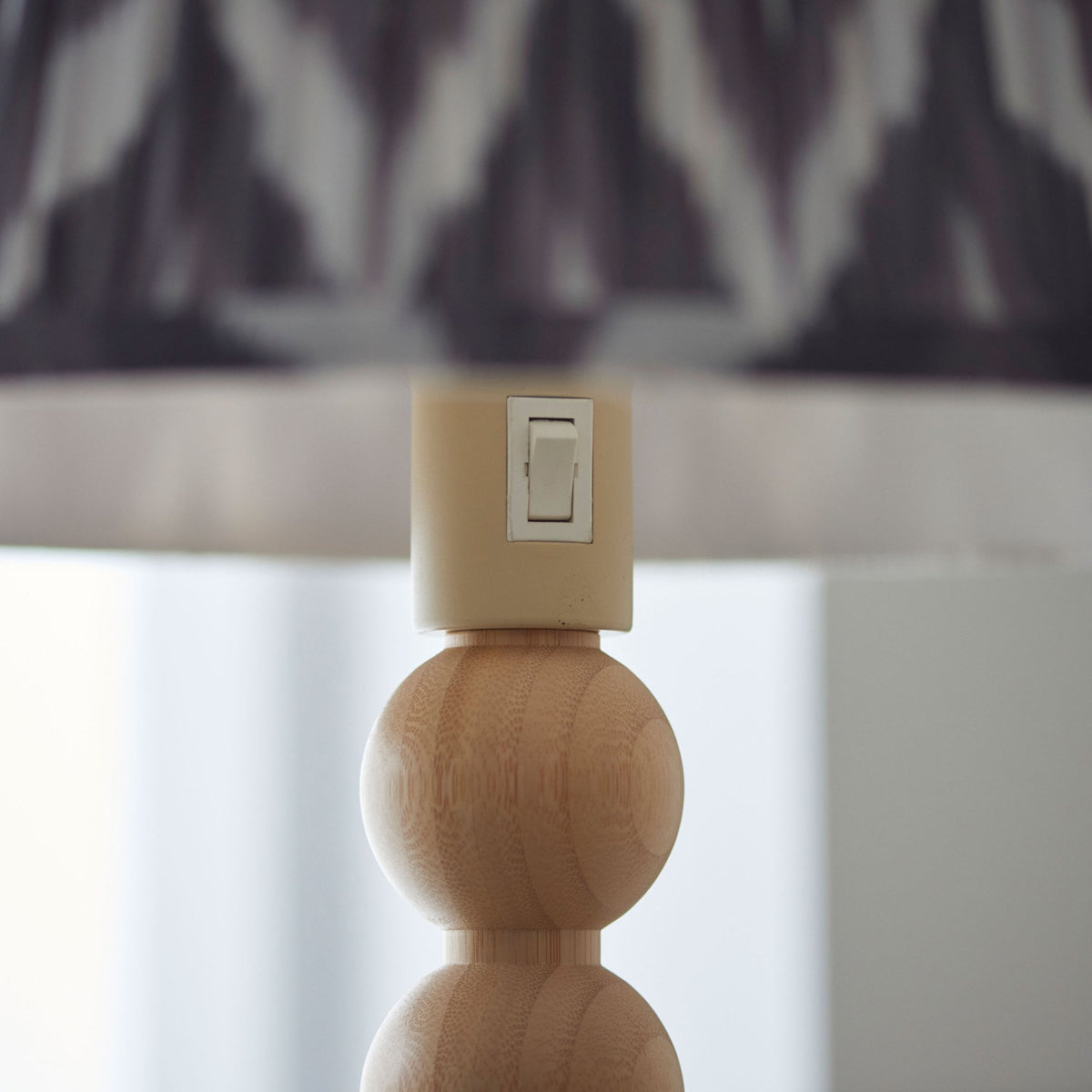 Cane Natural Bamboo Floor Lamp with Zigzag 40cm Pearl Grey Shade