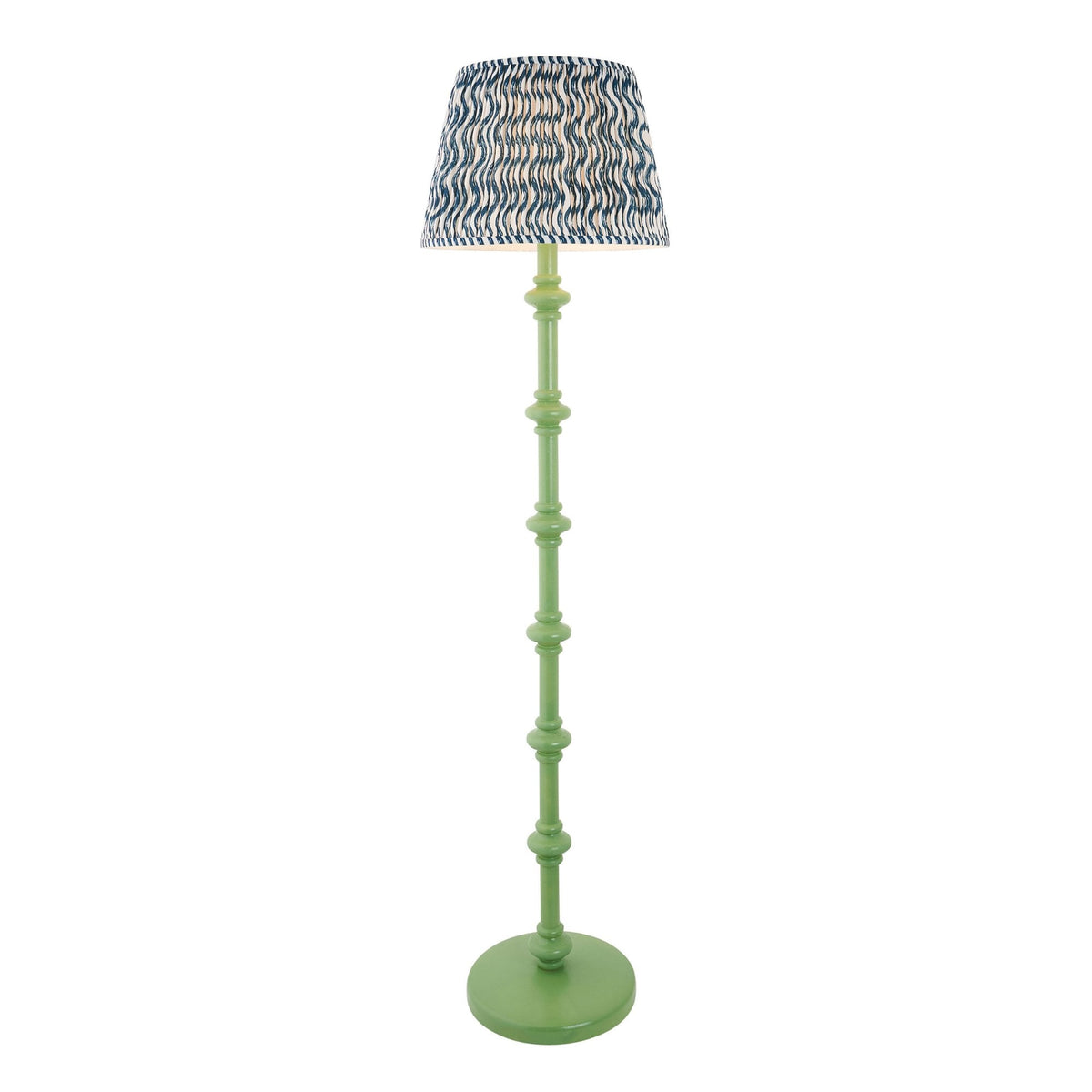 Carnaby Floor Lamp in Cotswold Green with Ripple 40cm Marlin Blue Shade