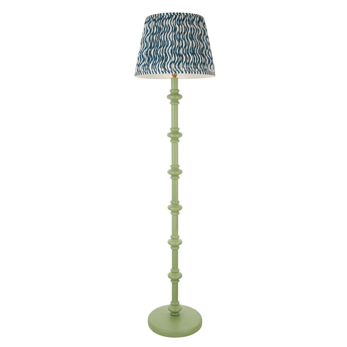 Carnaby Floor Lamp in Cotswold Green with Ripple 40cm Marlin Blue Shade